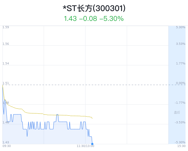 *ST长方跌5.30% 主力净流出228万