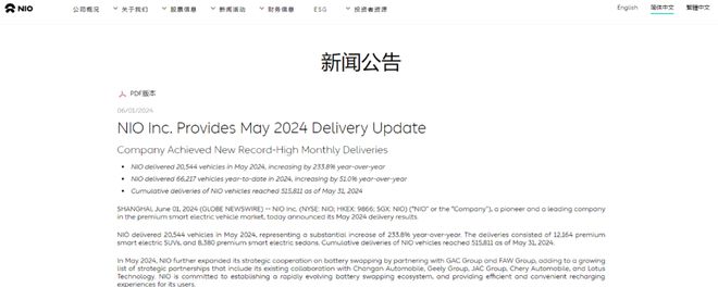 每经网:2024年澳门今晚特-国内主要新能源车企公布5月交付数据：蔚来、极氪交付创历史新高