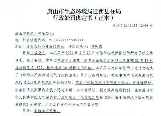 zol新闻中心:管家婆2024新澳正版资料-唐山一公司四年内被环保局处罚20余次，罚金总额800余万元  第1张