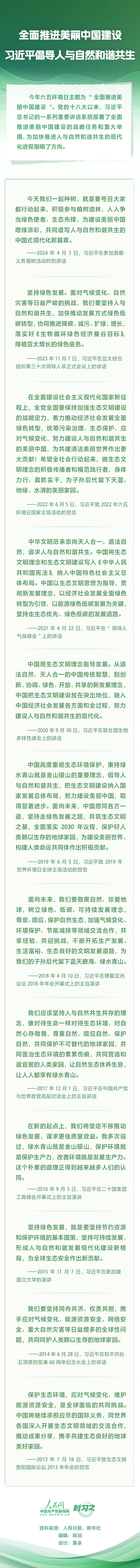 时习之丨全面推进美丽中国建设 习近平倡导人与自然和谐共生  第1张