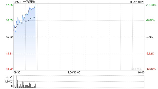 一脉阳光早盘持续上涨逾10% 公开发售一阶段获336.33倍认购