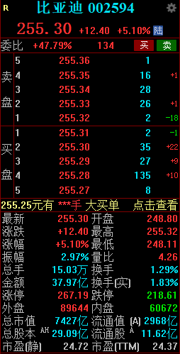 A股比亚迪盘中涨超5% 欧洲对比亚迪加税税率低于竞争车企  第2张