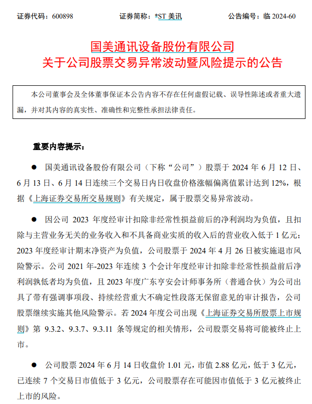 *ST美讯面临“市值退市”风险 专家建议企业积极实践ESG提升市值管理能力  第1张