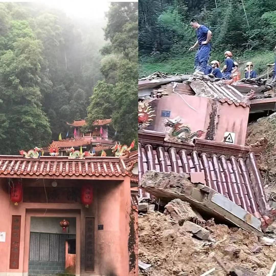 福建上杭因暴雨被埋寺庙的一家六口确认遇难，村民:小儿子一家为庆祝父亲节特意回村  第1张